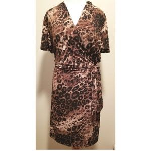 {Lane Bryant} Faux Wrap Animal Print Dress